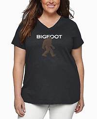 La Pop Art Plus Bigfoot Word V-Neck T-Shirt
