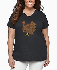 La Pop Art Plus Thanksgiving Word V-Neck T-Shirt