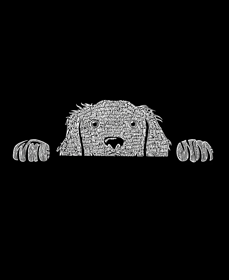 La Pop Art Plus Peeking Dog Word V-Neck T-Shirt