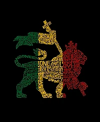 La Pop Art Plus Rasta Lion - One Love Word V-Neck T-Shirt