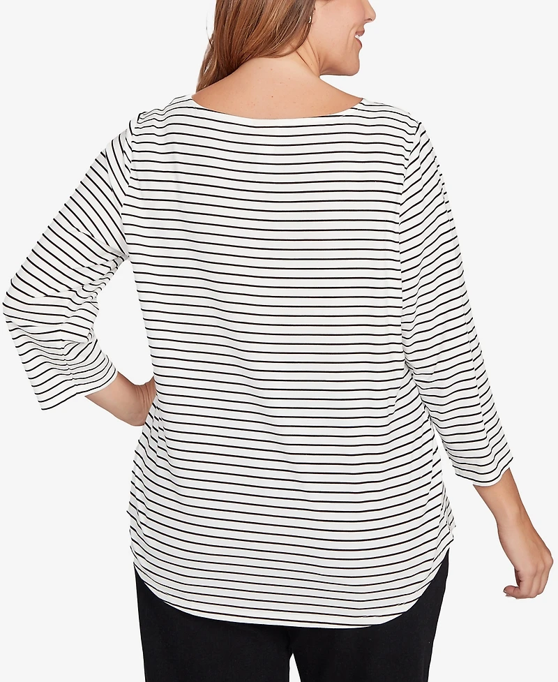 Ruby Rd. Plus Holiday Dogs Striped Knit Top
