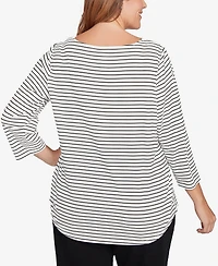 Ruby Rd. Plus Holiday Dogs Striped Knit Top