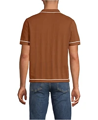 Lands' End Men's Short Sleeve Textured Tipped Sweater Polo