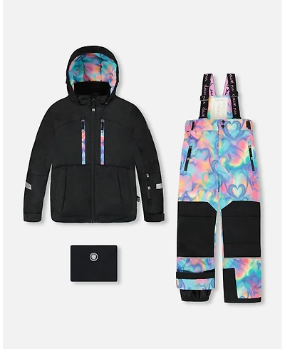 Deux par Girl Two-Piece Teknik Snowsuit Rainbow Heart Print