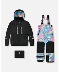 Deux par Girl Two-Piece Teknik Snowsuit Rainbow Heart Print