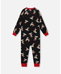 Deux par Baby Boy Cotton Interlock One-Piece Pajama Black Cookie Print