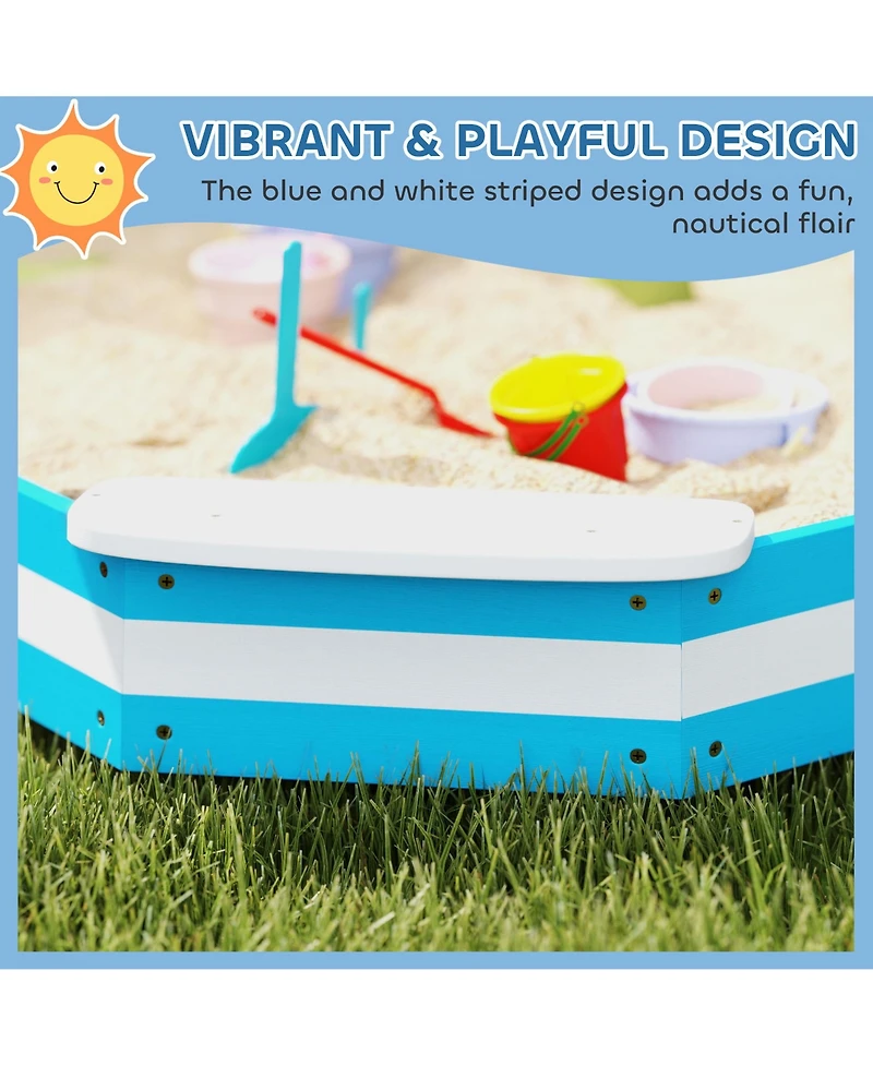 Qaba Kids box, Wooden Pit w/ 4 Corner Seats, Bottom Liner