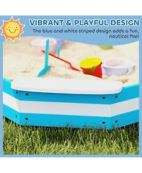 Qaba Kids box, Wooden Pit w/ 4 Corner Seats, Bottom Liner