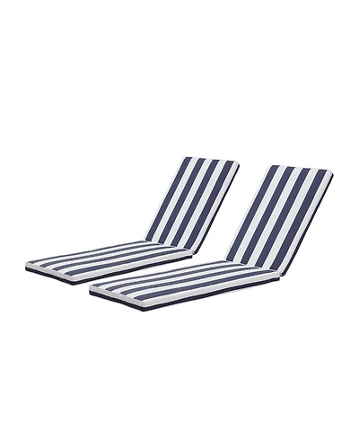 75 Inch Blue Striped Chaise Lounge Cushion Set with Removable Covers