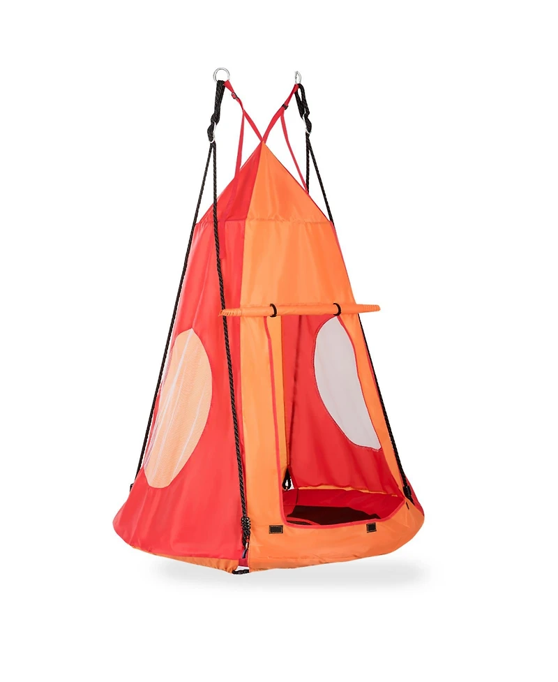 2-in-1 40 Inch Kids Hanging Chair with Detachable Swing Tent Set
