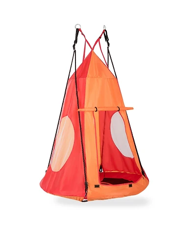 2-in-1 40 Inch Kids Hanging Chair with Detachable Swing Tent Set