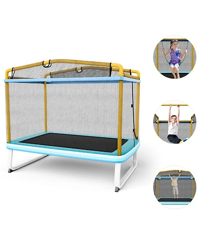 6 Feet Rectangle Trampoline with Swing Horizontal Bar and Safety Net