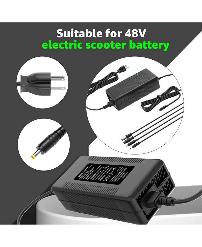Urbanmax 54.6V 2A Electric Charger for 48V Lithium Battery with 4 Output Heads