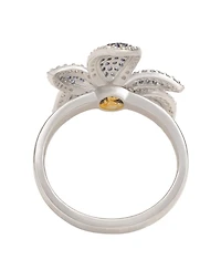 Suzy Levian New York Sterling Silver Sapphire & White Flower Ring