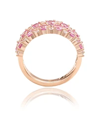 Suzy Levian Sterling Silver Sapphire & Created White Double Row Band