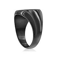 Stainless Steel, Blue Carbon Fiber Ring - Black Plated