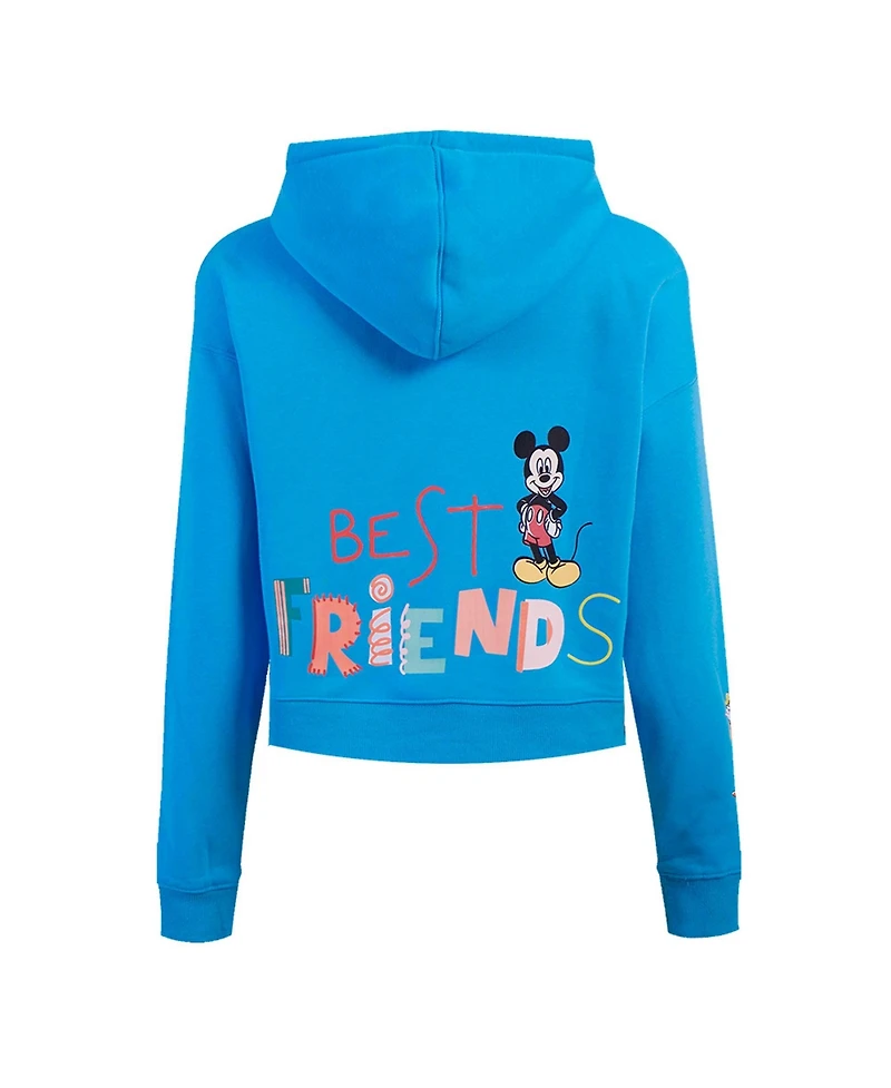 Freeze Max Women's Blue Mickey Friends Best Cropped Pullover Hoodie