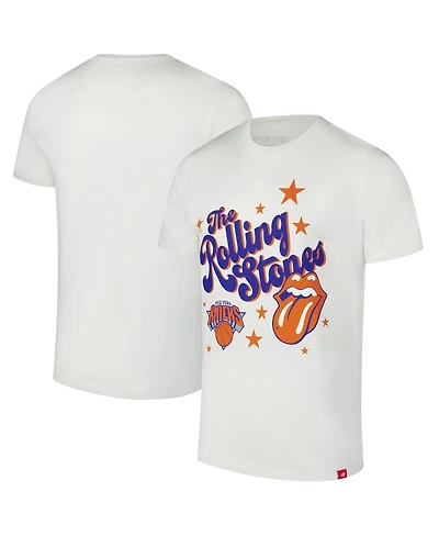 Sportiqe Men's and Women's White Rolling Stones x New York Knicks Bingham Collab T-Shirt