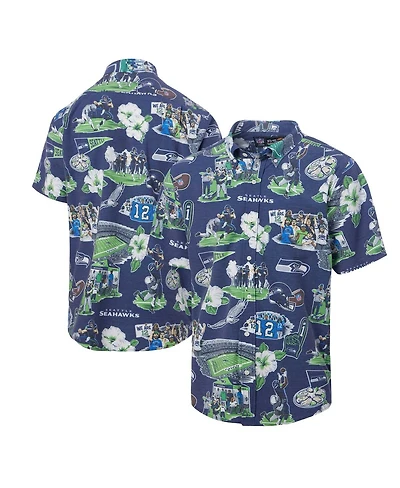Reyn Spooner Men's College Navy Seattle Seahawks Scenic Button-Down Shirt