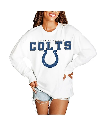 Gameday Couture Women's White Indianapolis Colts Big Goals Oversized Long Sleeve T-Shirt