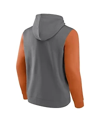 Fanatics Men's Gray Texas Longhorns Extra Point Color-Block Pullover Hoodie