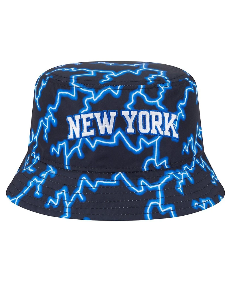 New Era Men's Black/Light Blue York Knicks Summer Sun and Storm Reversible Bucket Hat