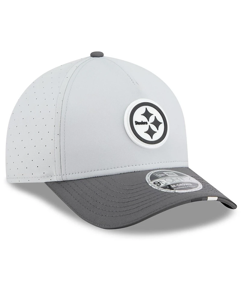 New Era Men's Gray/Graphite Pittsburgh Steelers 2025 Nfl Training Camp A-Frame 9FORTY Adjustable Hat