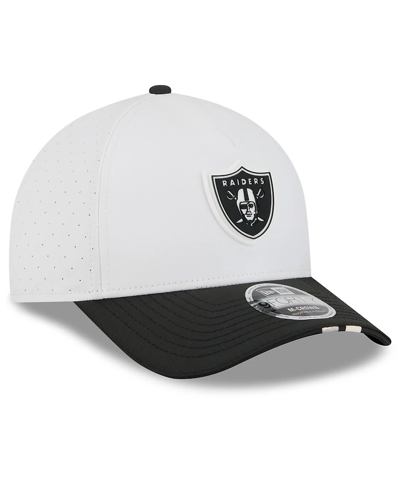 New Era Men's White/Black Las Vegas Raiders 2025 Nfl Training Camp A-Frame 9FORTY Adjustable Hat