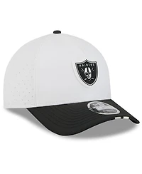 New Era Men's White/Black Las Vegas Raiders 2025 Nfl Training Camp A-Frame 9FORTY Adjustable Hat
