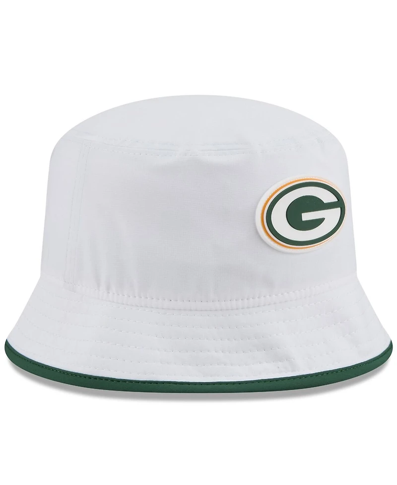 New Era Men's White Green Bay Packers 2025 Nfl Training Camp Stretch Bucket Hat