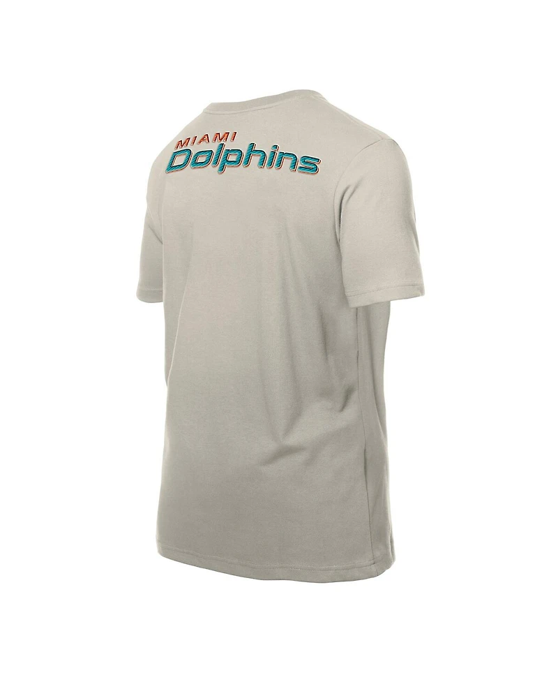 New Era Men's Light Beige Miami Dolphins Multi Patch T-Shirt