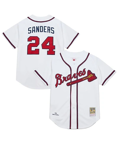 Mitchell & Ness Men's Deion Sanders White Atlanta Braves Cooperstown Collection 1992 Authentic Jersey