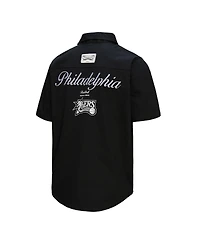 Mitchell & Ness Men's Black Philadelphia 76ers Hardwood Classics Camp Shirt