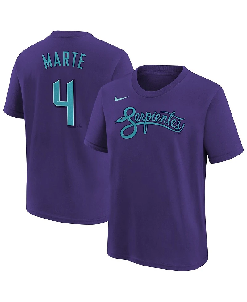 Nike Big Boys and Girls Ketel Marte Purple Arizona Diamondbacks Fuse City Connect Name Number T-Shirt