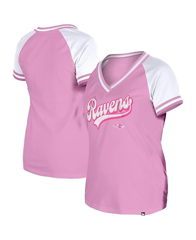 New Era Women's Pink Baltimore Ravens Mommy Me V-Neck T-Shirt