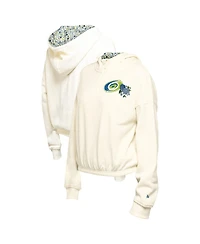 New Era Women's Cream Carolina Hurricanes Glam Game Quarter-Zip Cropped Floral Hoodie Pullover Sweatshirt