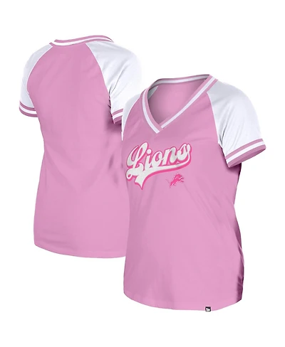 New Era Women's Pink Detroit Lions Mommy Me V-Neck T-Shirt