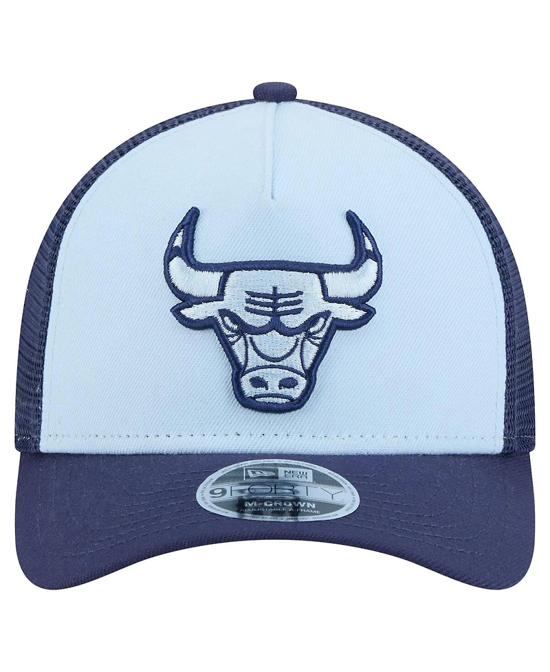 New Era Big Boys and Girls Light Blue Chicago Bulls Colorpack A-Frame 9FORTY Trucker Adjustable Hat