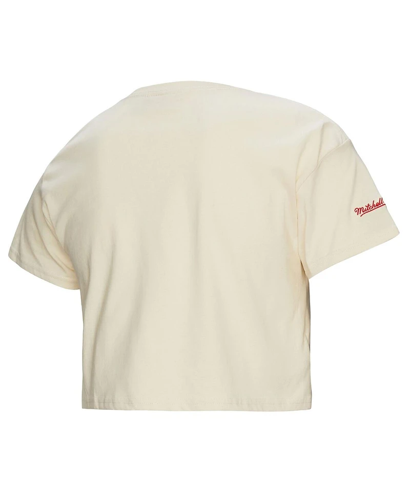 Mitchell & Ness Women's Cream LA28 Premium Cropped T-Shirt