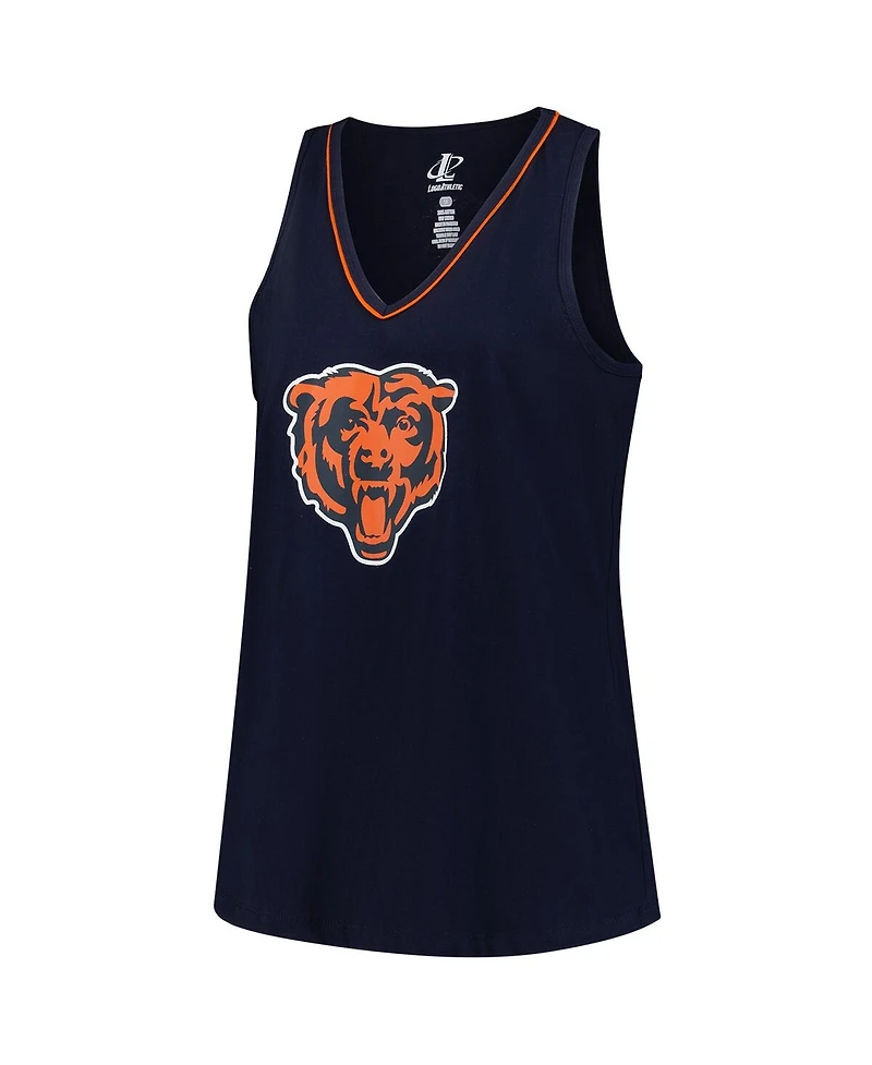 Logo Athletic Women's Navy Chicago Bears Plus Stellar Win V-Neck Tank Top