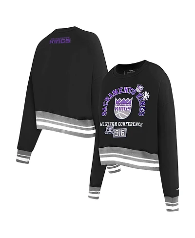 Pro Standard Women's Black Sacramento Kings Area Code Cropped Pullover Sweatshirt