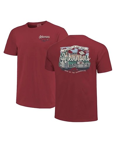 Image One Women's Cardinal Arkansas Razorbacks Comfort Colors Campus Scene Drawing Script T-Shirt