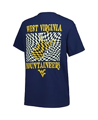 Image One Women's Navy West Virginia Mountaineers Comfort Colors Checkered Mascot T-Shirt