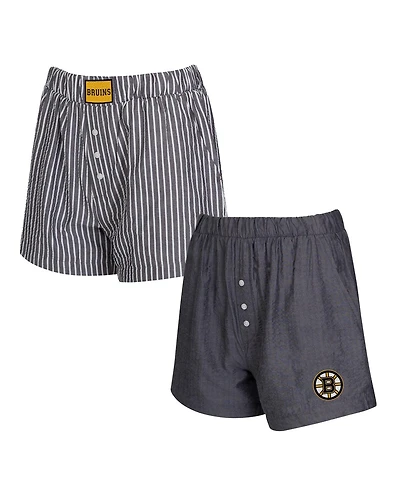 Concepts Sport Women's 2-Pack Charcoal Boston Bruins Boxer Shorts Set