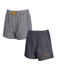 Concepts Sport Women's 2-Pack Charcoal Boston Bruins Boxer Shorts Set
