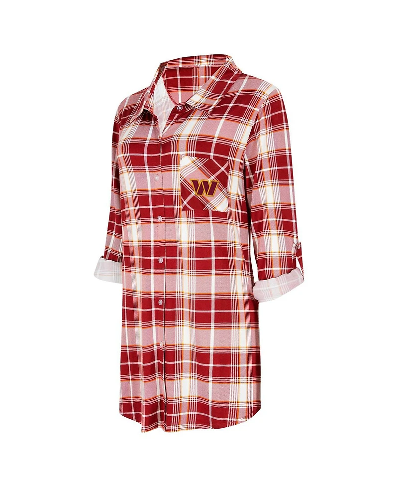 Concepts Sport Women's Burgundy Washington Commanders Ashford Plaid Knit Nightshirt