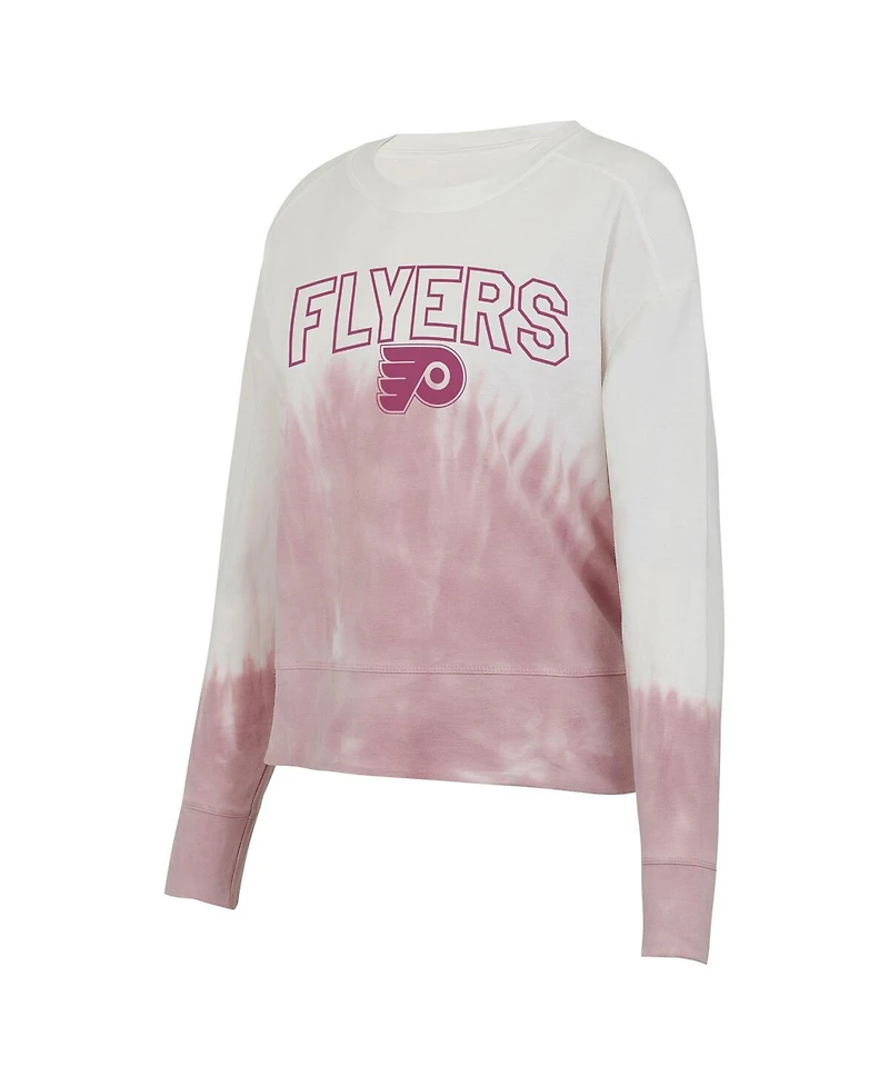 Concepts Sport Women's Pink/White Philadelphia Flyers Orchard Tie-Dye Long Sleeve Top