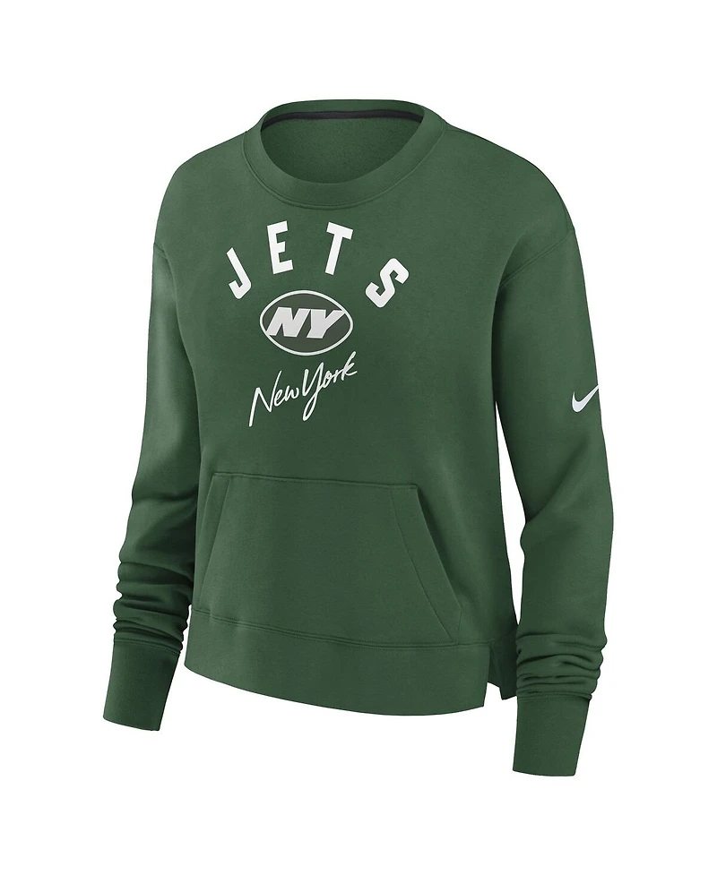 Nike Women's Green New York Jets High Hip Fleece Pullover Sweatshirt