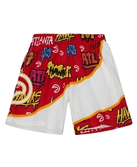 Mitchell & Ness Men's Red Atlanta Hawks 1998-99 Hardwood Classics Slap Sticker Swingman Shorts
