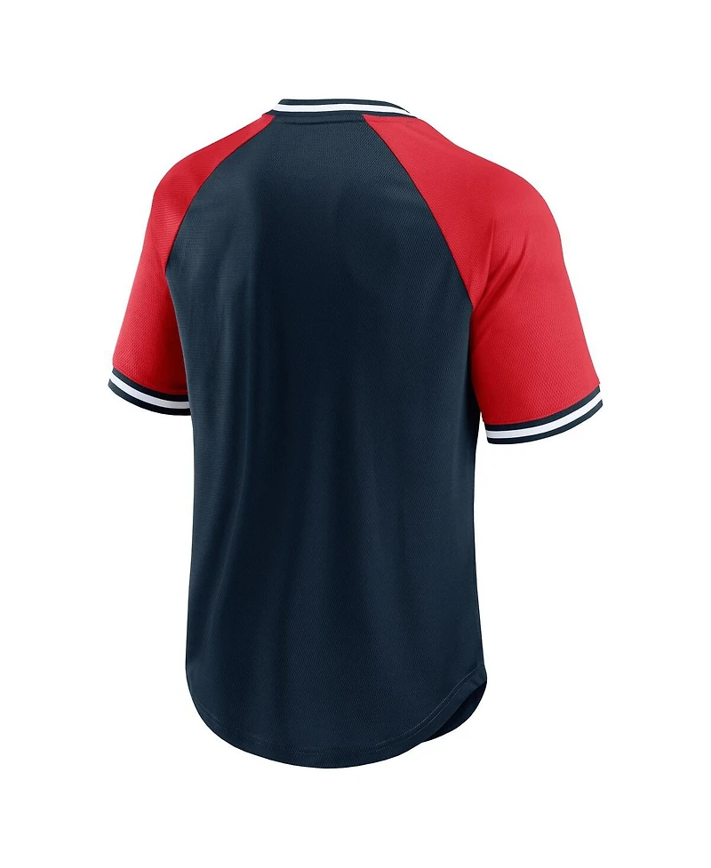 Fanatics Men's Navy/Red New England Patriots Hashmark Raglan T-Shirt